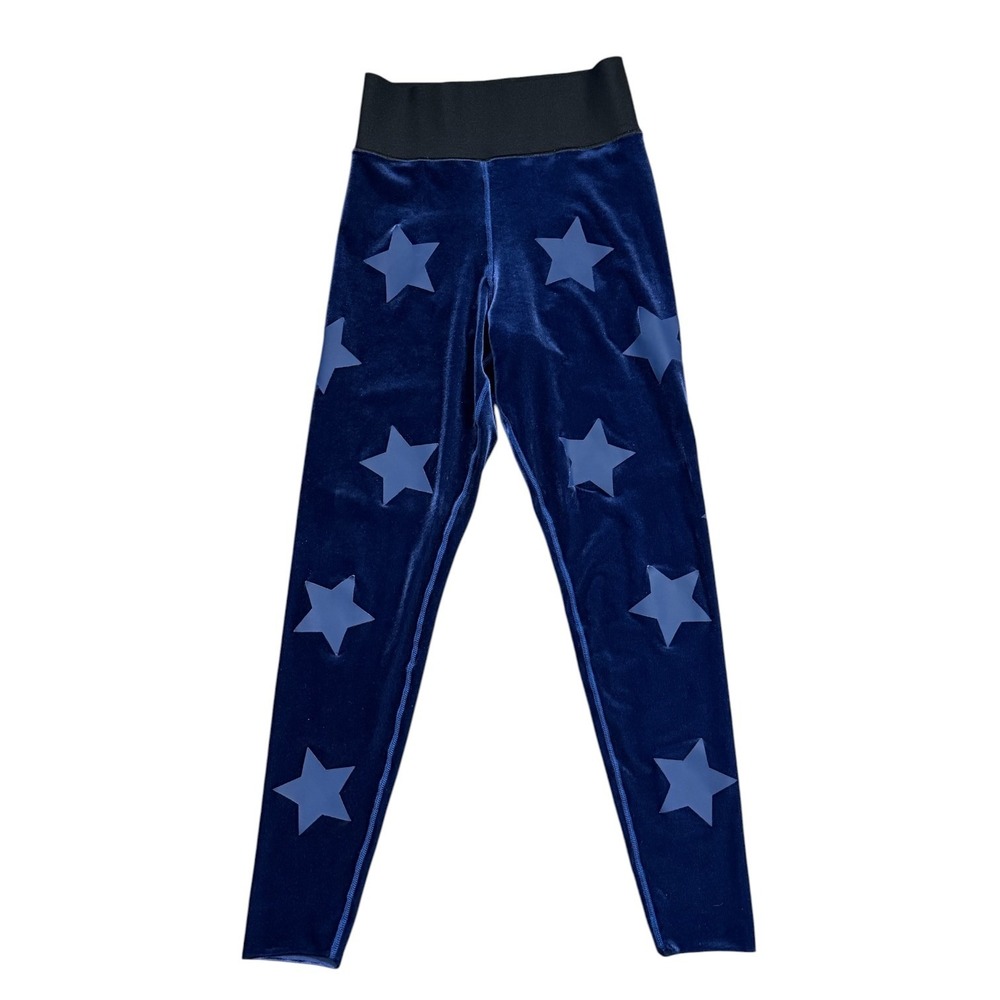 Ultracor Activewear Ultra Velvet Star Knockout Leggings Navy High Waist SZ Small